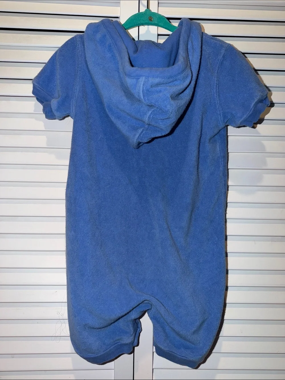 Ralph Lauren Blue Hooded Terry One-Piece Romper